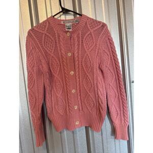 Flair Harbour 100% Cotton Cable‎ Knit Fisherman Cardigan Sweater Women’s Size S